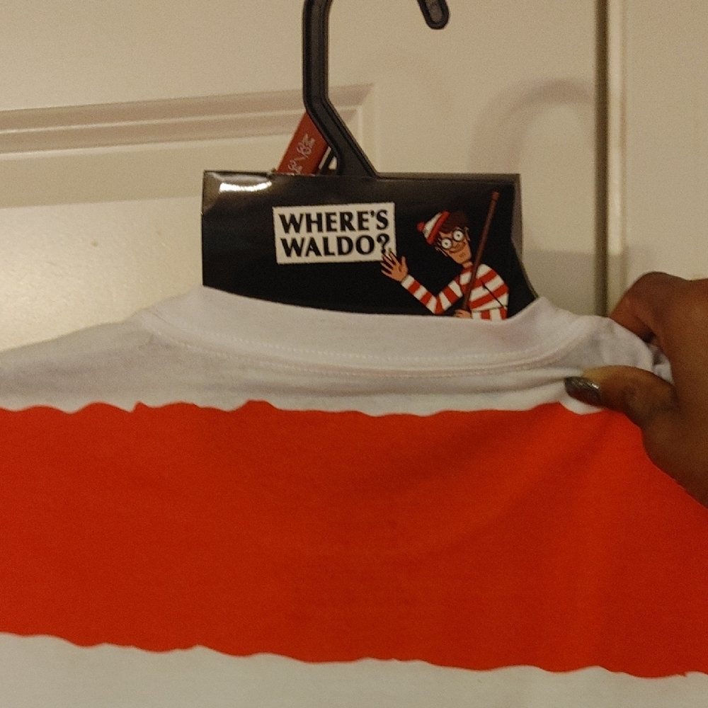 Where's Waldo??? Red and White Striped Costume Tee W Beanie!! Nwt - Picture 6 of 7